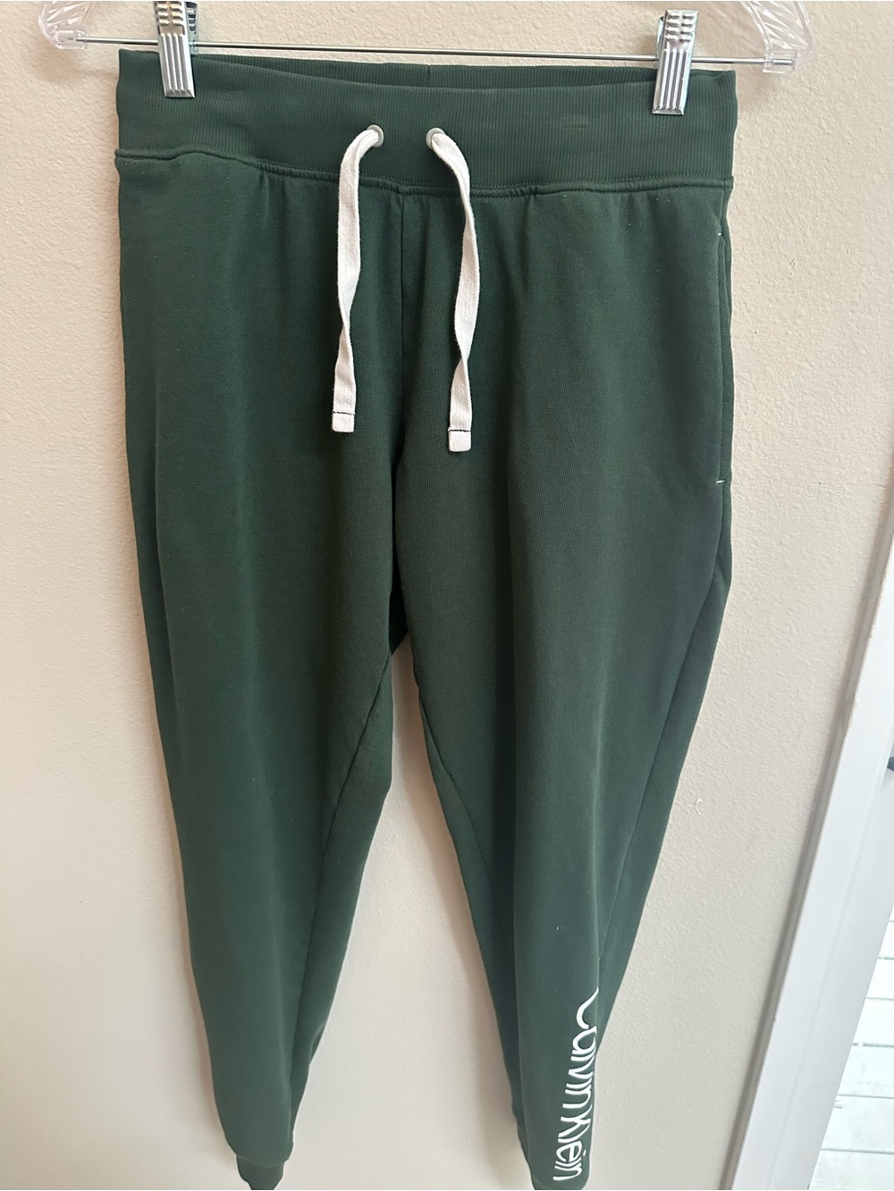 Calvin Klein Sleepwear Jogger Pants Green Logo S/P Petite Small